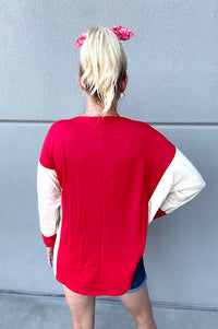 Riley Red Colorblock Henley Pullover