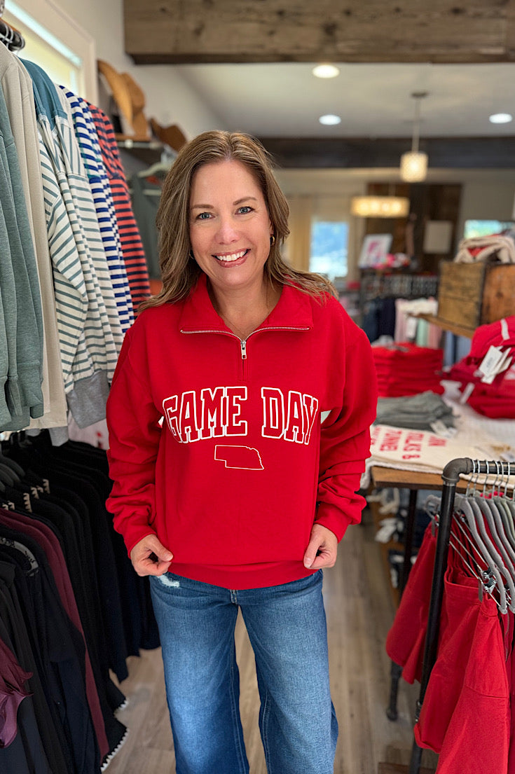 Game Day NE Red 1/4 Zip Sweatshirt