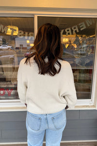 Bowie Short Sleeve Ivory Drop Shoulder Sweater