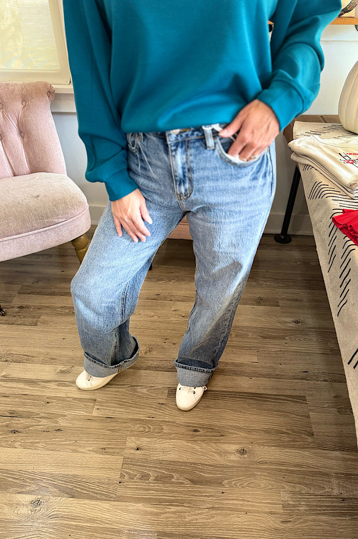 Lyla 90's High Rise Medium Wash Straight Leg Denim