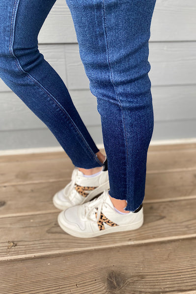 Chloe Dark Skinny Denim with Angle Hem