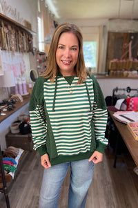 Archie Hunter Green Quilted Colorblock Hoodie