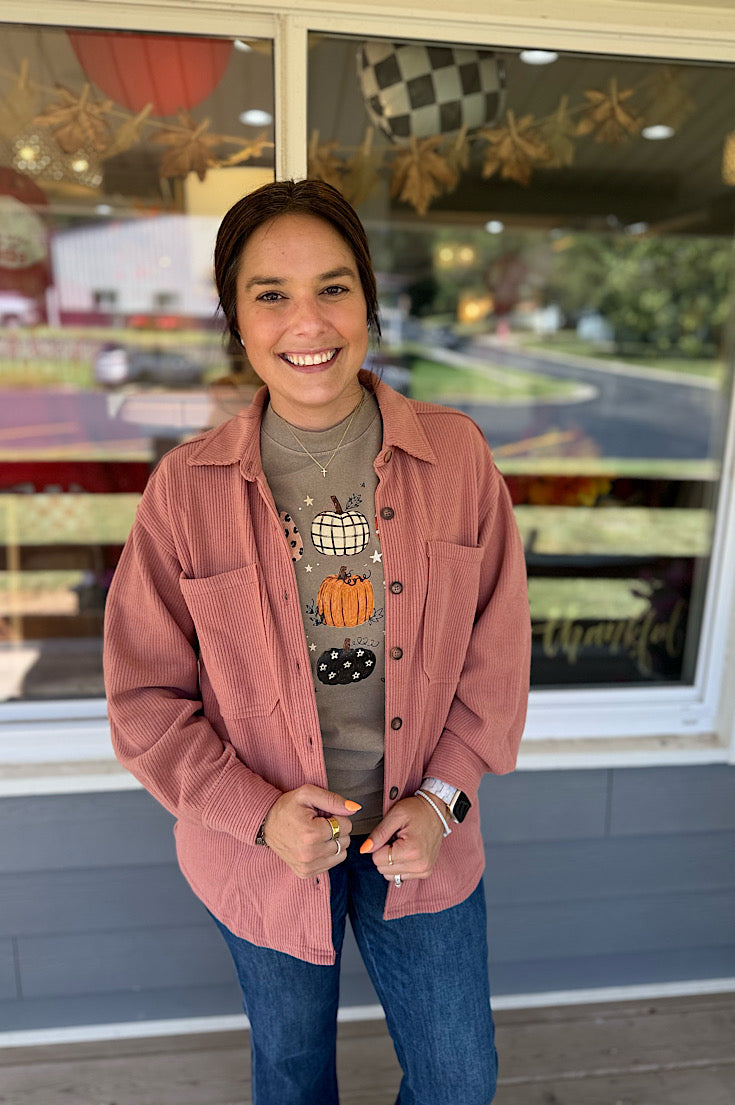 Gunther Dusty Rose Corded Shacket