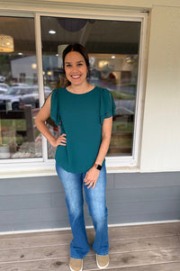 Brielle Forest Green Split Sleeve Top