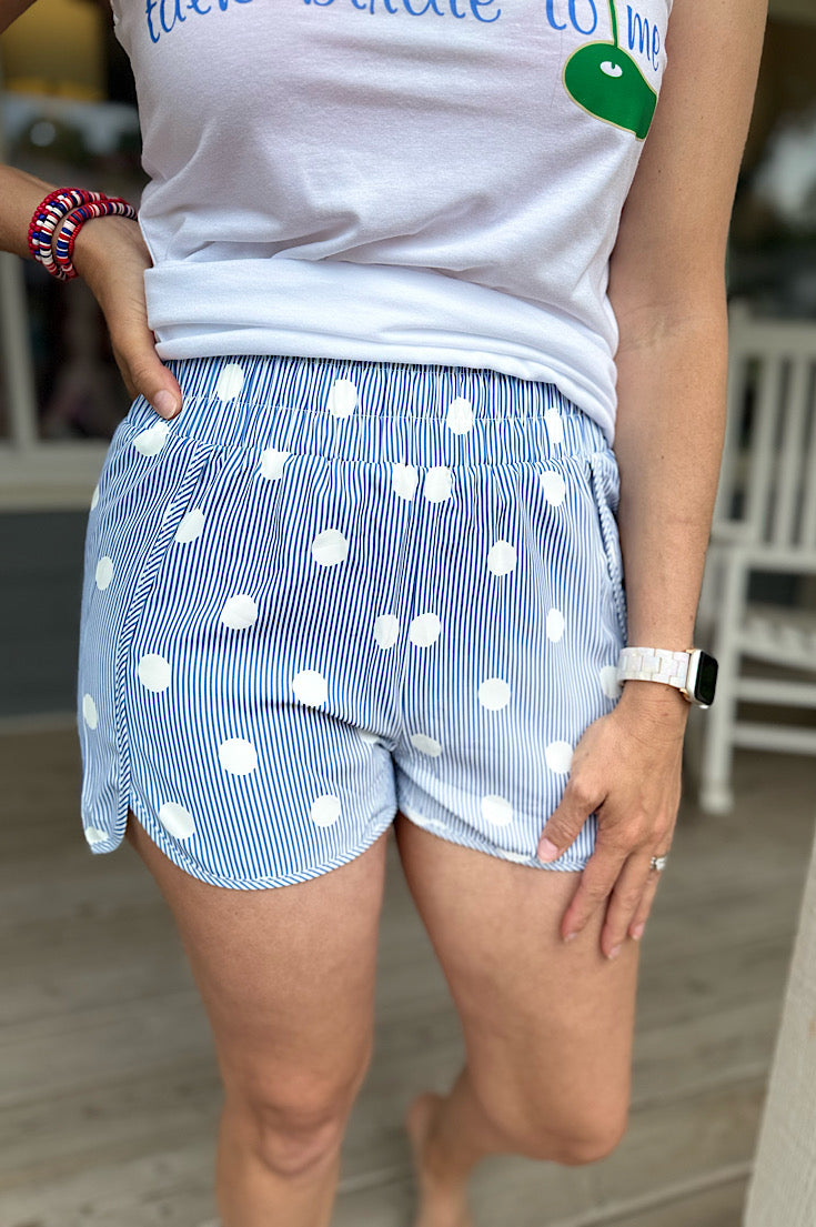 Perry Blue Polka Dot Active Shorts