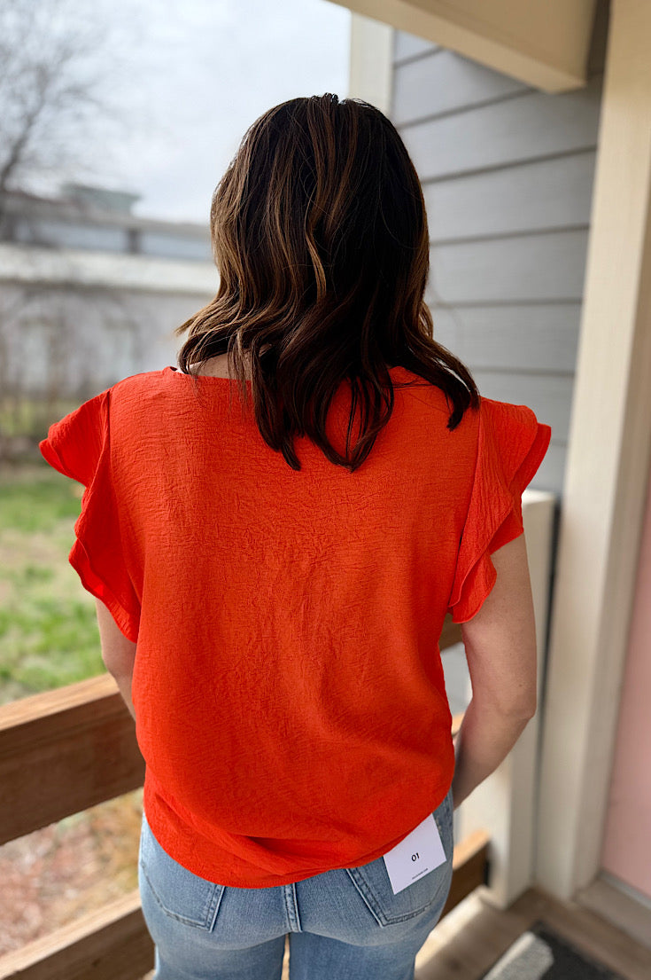 Delilah Sunset Ruffle Sleeve Blouse