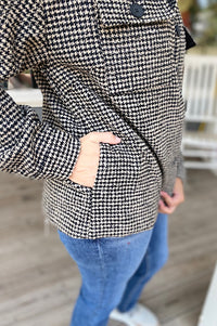 Weslie Black and Sand Houndstooth Shacket