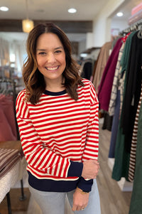 Billie Red Stripe Pullover
