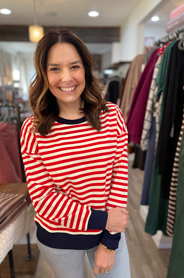 Billie Red Stripe Pullover