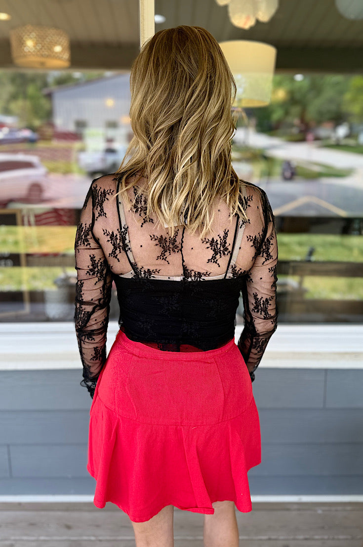 Kailee Mesh Lace High Neck Layering Top {2 Colors}
