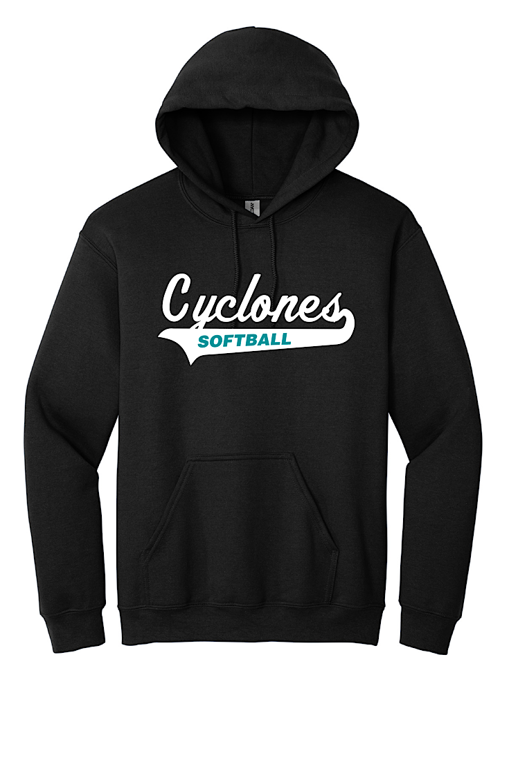 Cyclones Softball Script Tail Black Hoodie