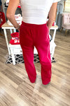 Kelce Red Fleece Wide Leg Sweatpants