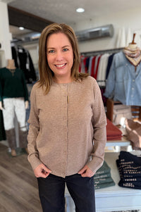 Sloane Taupe Rhinestone Cardigan Sweater