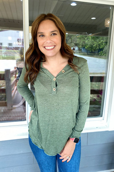 Mia Olive Microstripe Top