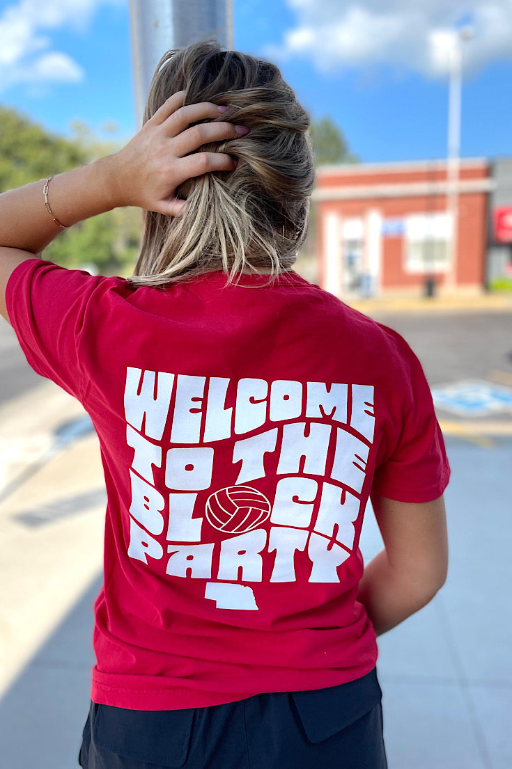 Block Party Volleyball Red CC Tee