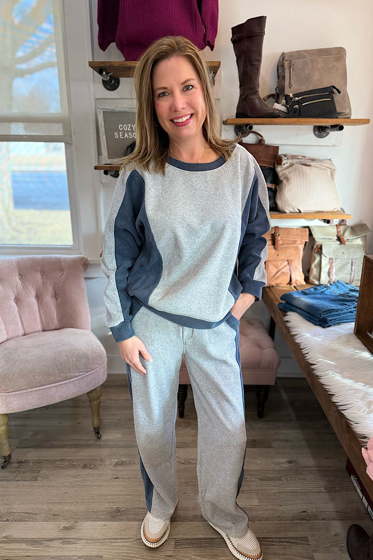 Tobie Colorblock Corded Ribbed Pullover