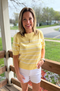 Addie Lightweight Striped Spring Sweater-Yellow