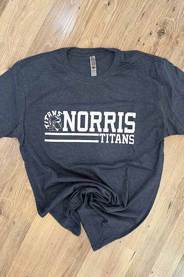 Norris Titans Stripe Unisex Heather Navy Tee