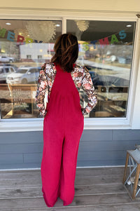 Jaylee Dark Red Wide Leg Jumpsuit