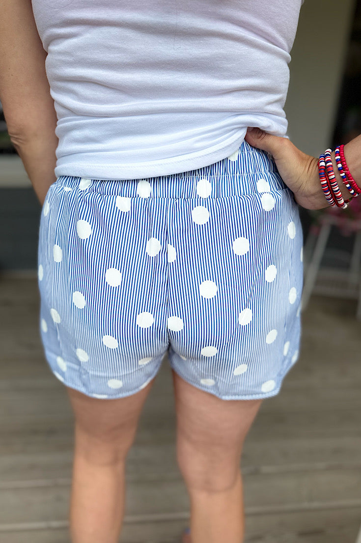 Perry Blue Polka Dot Active Shorts