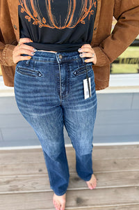 Jayden Judy Blue Western Welt Pocket High Rise Bootcut