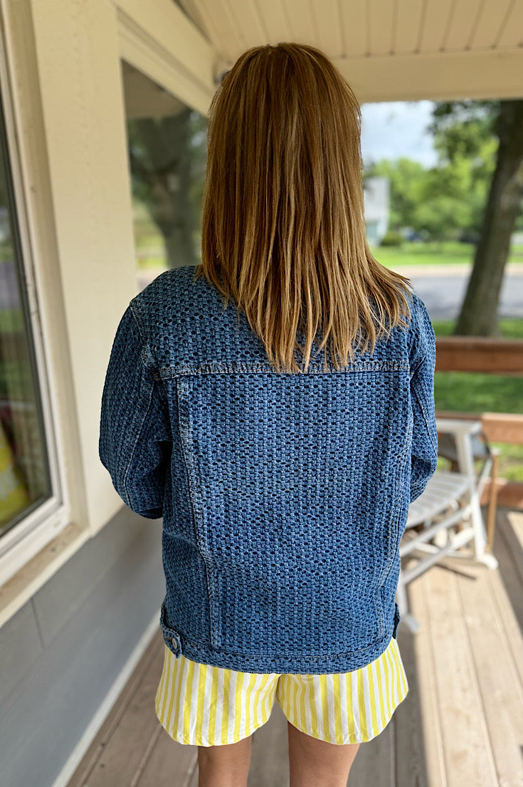 Dakota Basketweave Textured Denim Jacket