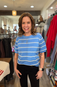 Rayne Blue Stripe Short Sleeve Knit Top