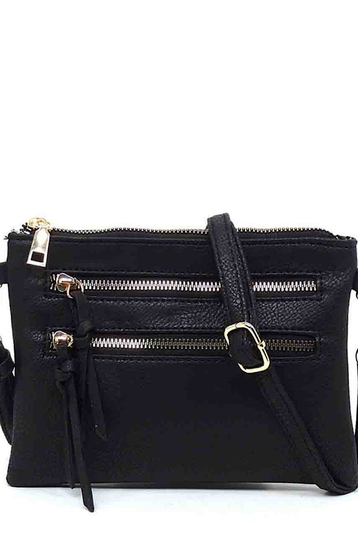 The Poppi Double Zipper Crossbody Clutch