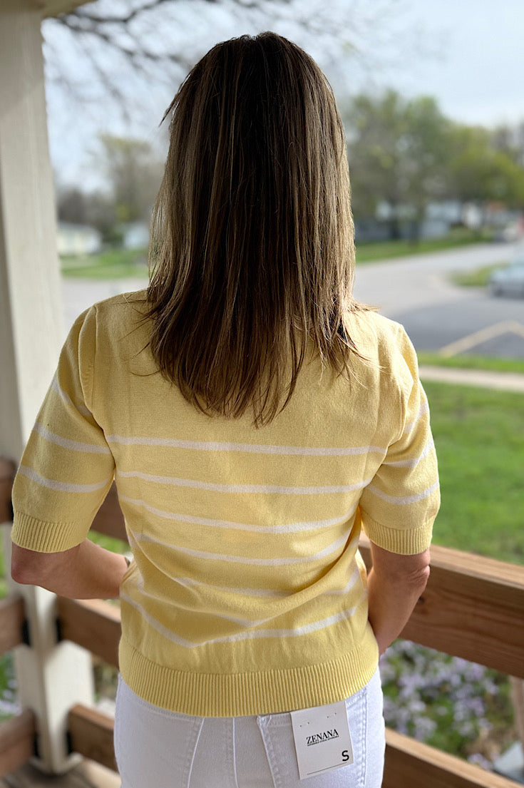 Addie Lightweight Striped Spring Sweater-Yellow