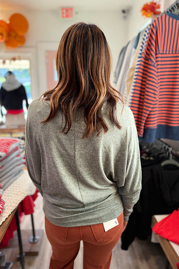 Kyle Grey Brushed Hacci Long Sleeve Top
