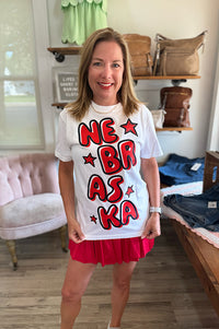 Nebraska Bubble Star White CC Tee