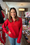Rebekah Red 1/4 Zip Sweater