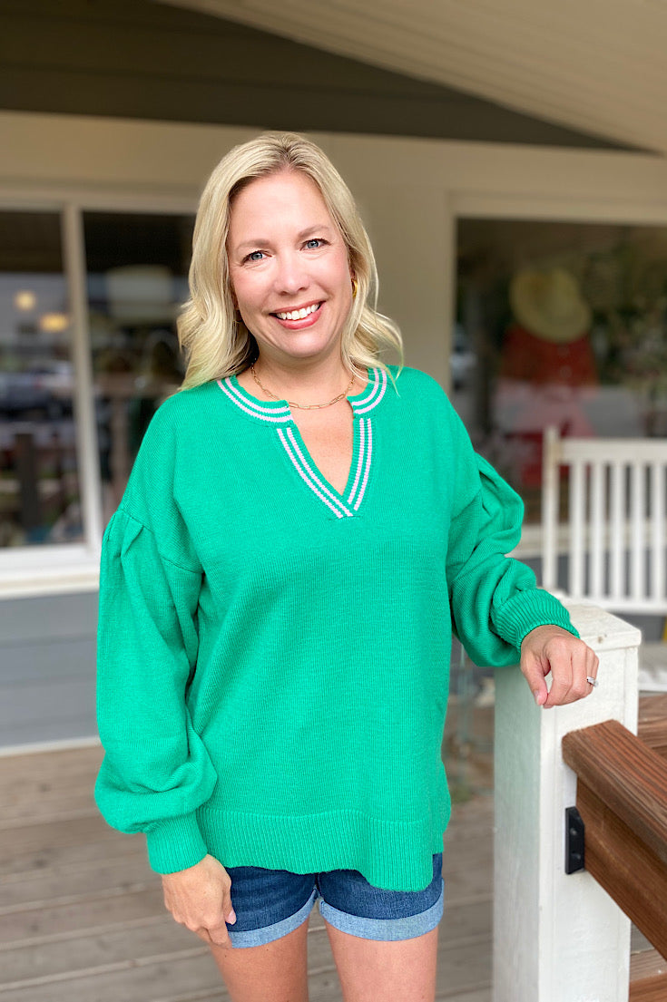 Felicity Emerald V-neck Sweater