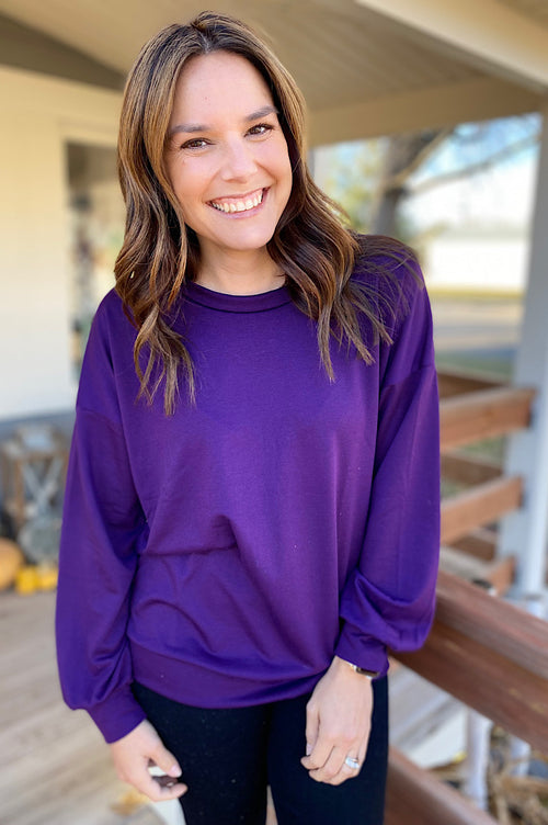 Cora Eggplant Banded Pullover