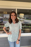 Felicity Sage Floral Print Blouse