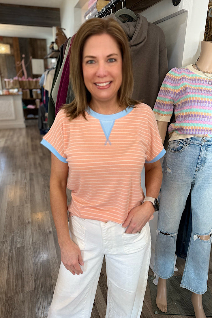 Mila Color Trimmed Striped Top