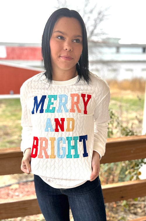 Colorful Merry And Bright White Sweatshirt