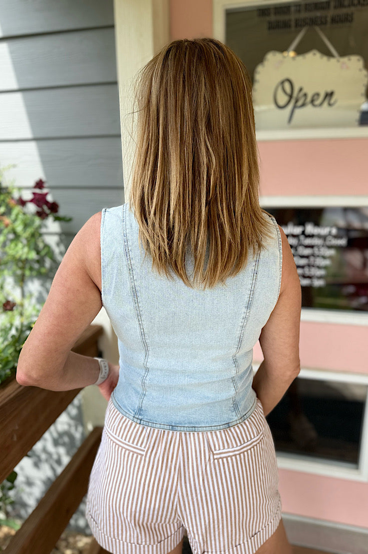 Aurora Light Wash Denim Vest
