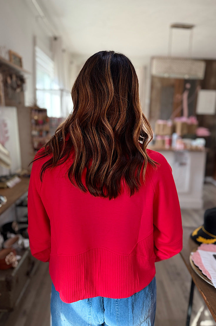 Pryce Red Scuba Full Zip Jacket