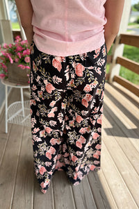 Teagan Black Floral Wide Leg Pants