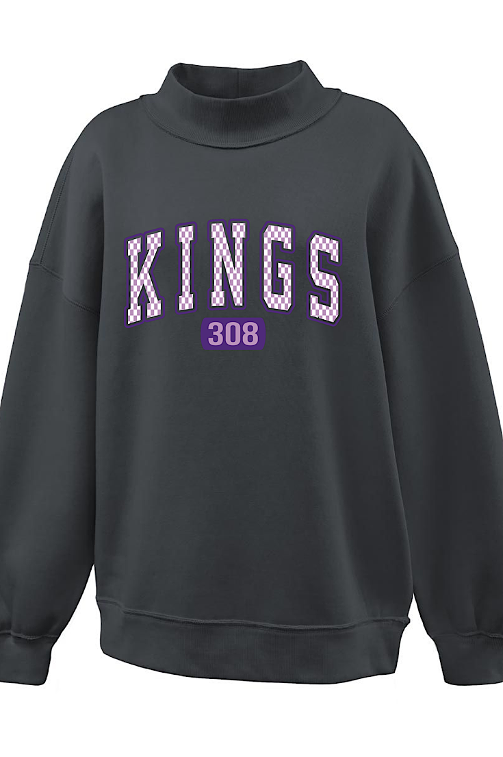 308 Kings Checker Print Mock Neck Sweatshirt - 2 colors