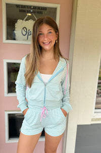 Palmer Crop Zip Up Hoodie And Short Set