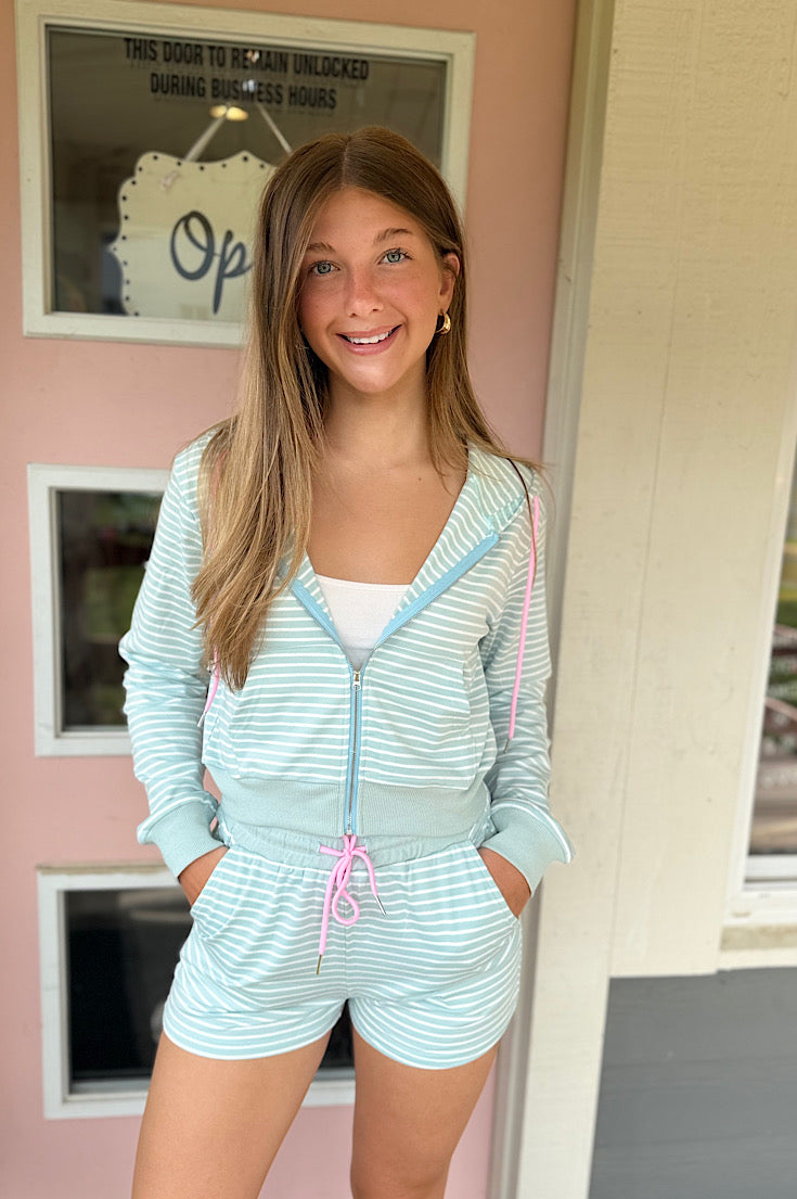 Palmer Crop Zip Up Hoodie And Short Set