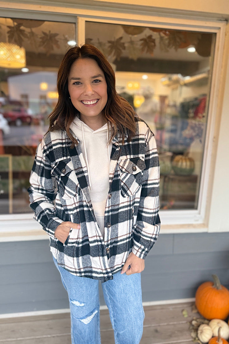 Hank Black & Brown Plaid Shacket