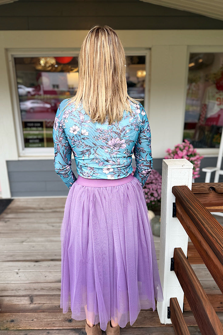 Maggie Plum Tulle Midi Skirt