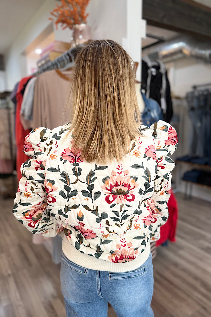 Tenley Quilted Floral Puff Sleeve Sweatshirt