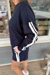 Vaylor Navy Side Stripe Lounge Shorts