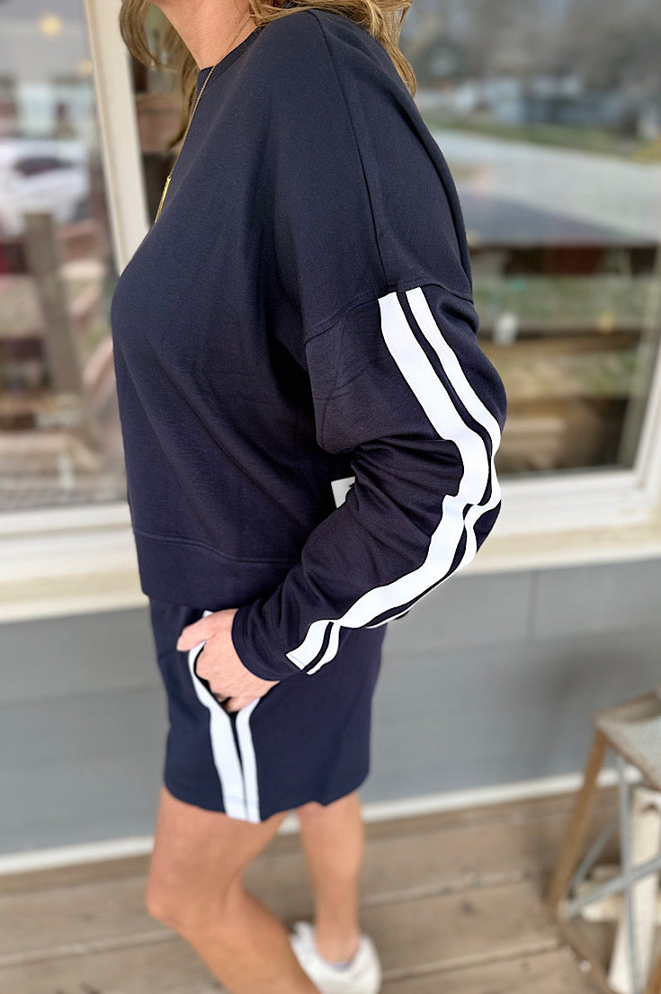 Vaylor Navy Side Stripe Lounge Shorts
