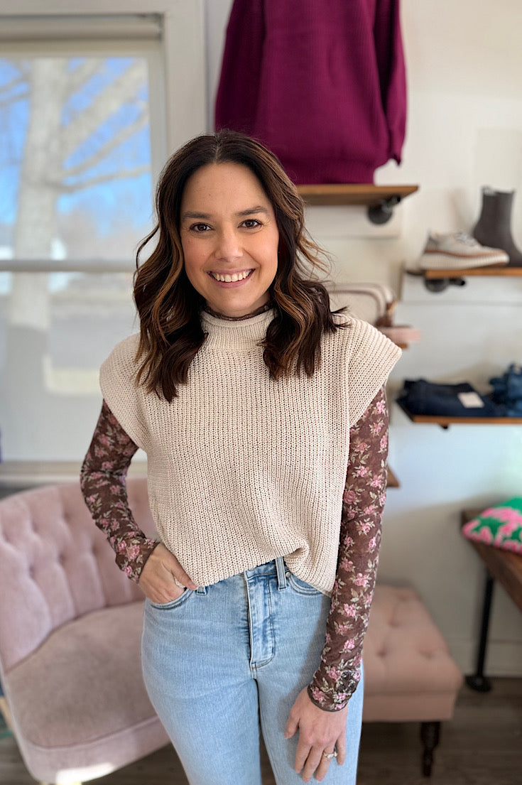 Ainsley Ecru Short Sleeve Sweater Top