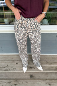Kat Leopard Washed Straight Leg Jeans